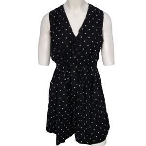 Loft Plus Clip Dot Black & White Linen Blend Romper Sz 20